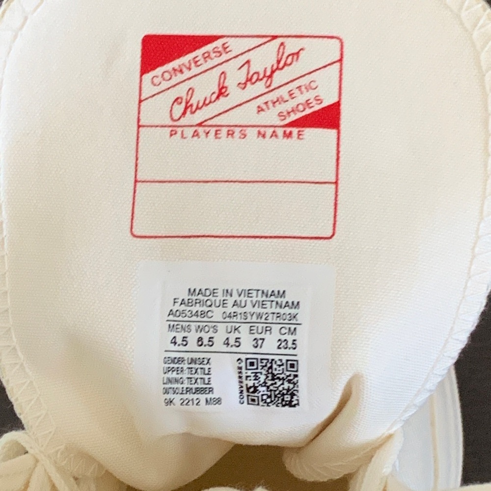NWOT Converse All Stars Chuck Taylors UNISEX Cream/ Cream Heeled Boots. - Picture 8 of 8